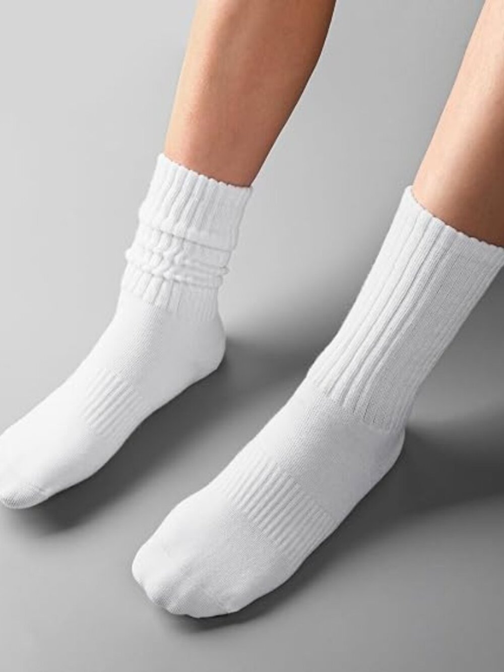 Womens Scrunch Crew Socks: Retro Solid Slouch Mid Calf Socks